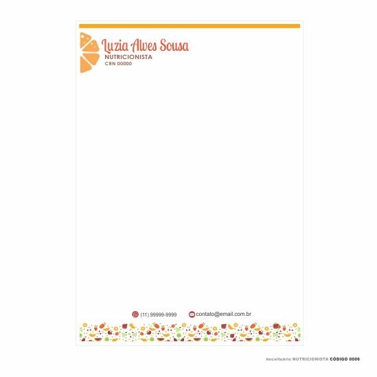 Receituário modelo Nutricionista - Colorido em papel offset 90gr - Cód: 0006