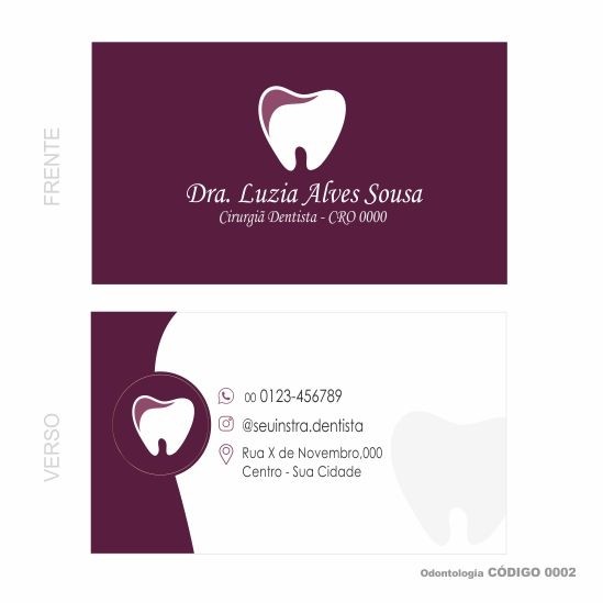 Cartões de visita modelo Dentista - Colorido Frente e verso em papel Couchê 250gr - Cod: 0002