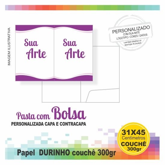 Pasta Personalizada com Bolsa - Papel ENCORPADO couchê 300gr