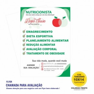 Flyer / Folhetos Personalizados modelo Nutricionista colorido frente Cod: 0001