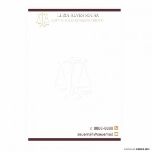 Receituário modelo Advogados(a) - Colorido em papel offset 90gr - Cód: 0001