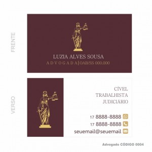 Cartões de visita modelo Advogado(a) - Colorido Frente e Verso - Couchê 250gr - 1000 un - Cod: 0004