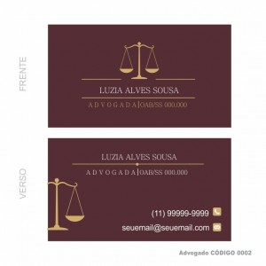 Cartões de visita modelo Advogado(a) - Colorido Frente e Verso - Couchê 250gr - 1000 un - Cod: 0002