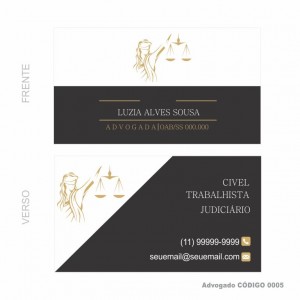 Cartões de visita modelo Advogado(a) - Colorido Frente e Verso - Couchê 250gr - 1000 un - Cod: 0005