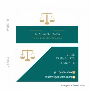 Cartões de visita modelo Advogado(a) - Colorido Frente e Verso - Couchê 250gr - 1000 un - Cod: 0006