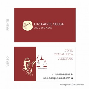Cartões de visita modelo Advogado(a) - Colorido Frente e Verso - Couchê 250gr - 1000 un - Cod: 0011