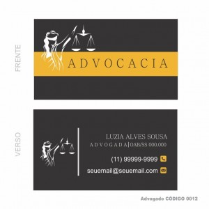 Cartões de visita modelo Advogado(a) - Colorido Frente e Verso - Couchê 250gr - 1000 un - Cod: 0012