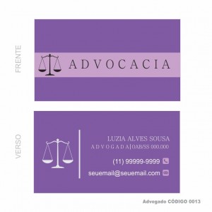 Cartões de visita modelo Advogado(a) - Colorido Frente e Verso - Couchê 250gr - 1000 un - Cod: 0013