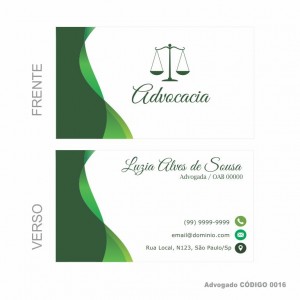 Cartões de visita modelo Advogado(a) - Colorido Frente e Verso - Couchê 250gr - 1000 un - Cod: 0016