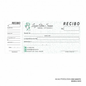 Recibo modelo Podologia - Colorido em papel offset 90gr - Cód: 0016