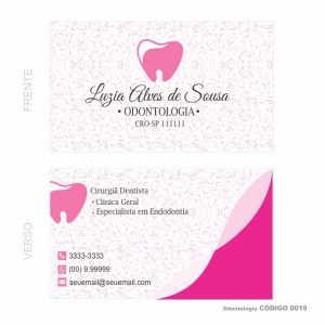 Cartões de visita modelo Dentista - Colorido Frente e verso - Couchê 250gr - 1000 un - Cod: 0019