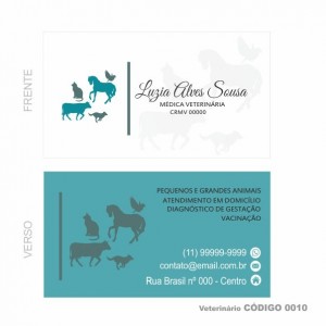 Cartões de visita modelo veterinário - Colorido Frente e Verso - Couchê 250gr - 1000 un - Cod: 0010