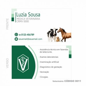 Cartões de visita modelo veterinário - Colorido Frente e Verso - Couchê 250gr - 1000 un - Cod: 0011