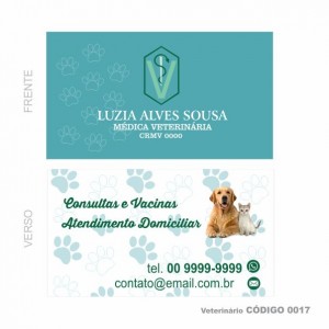 Cartões de visita modelo veterinário - Colorido Frente e Verso - Couchê 250gr - 1000 un - Cod: 0017