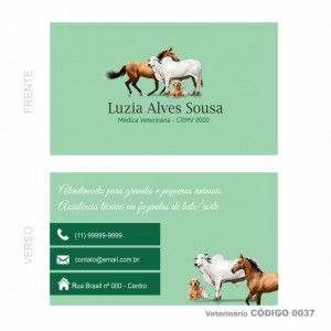 Cartões de visita modelo veterinário - Colorido Frente e Verso - Couchê 250gr - 1000 un - Cod: 0037
