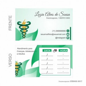 Cartões de visita modelo Fisioterapeuta - Colorido Frente e Verso - Couchê 250gr - 1000 un - Cod: 0017