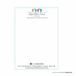 Receituário Orientações modelo Podologia - Colorido em papel offset 90gr - Cód: 0007