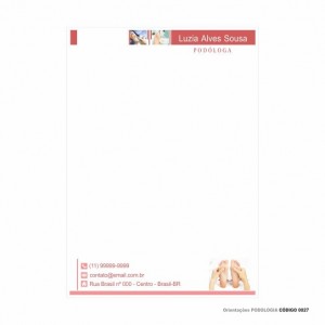 Receituário Orientações modelo Podologia - Colorido em papel offset 90gr - Cód: 0027