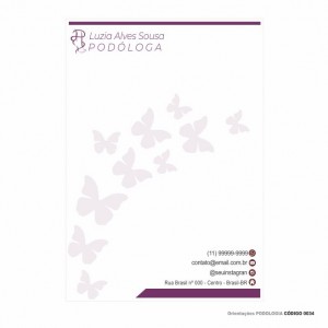 Receituário Orientações modelo Podologia - Colorido em papel offset 90gr - Cód: 0034