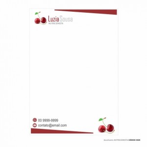 Receituário modelo Nutricionista - Colorido em papel offset 90gr - Cód: 0020