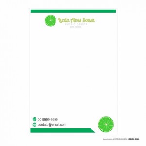 Receituário modelo Nutricionista - Colorido em papel offset 90gr - Cód: 0028