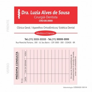 Cartões de visita modelo Dentista - Colorido Frente e verso em papel Couchê 250gr - Cod: 0014