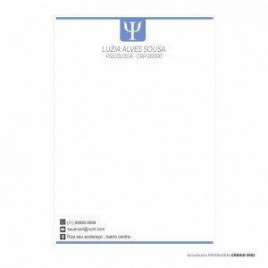 Receituário modelo Psicólogo - Colorido em papel offset 90gr - Cód: 0002