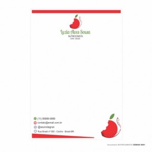 Receituário modelo Nutricionista - Colorido em papel offset 90gr - Cód: 0001