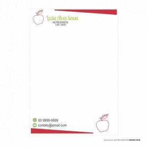 Receituário modelo Nutricionista - Colorido em papel offset 90gr - Cód: 0030