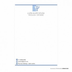 Receituário modelo Psicólogo - Colorido em papel offset 90gr - Cód: 0003