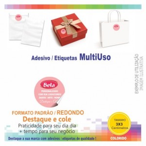 Adesivo papel autocolante personalizado FORMATO REDONDO - TM 3x3 cm