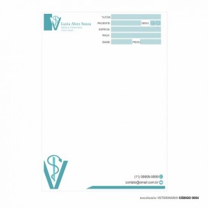 Receituário modelo Veterinário - Colorido em papel offset 90gr - Cód: 0004