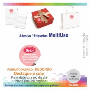 Adesivo papel autocolante personalizado FORMATO REDONDO - TM 4x4 cm