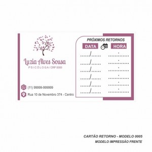 Cartão para marcação de retorno modelo Psicologia - Papel 180gr - Pacote com 100 un - Colorido Frente - Cod: 0005