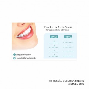 Cartão para marcação de retorno modelo Dentista - 9x5 cm - Papel 180gr - Pacote com 100 unidades - Cod: 0005