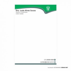 Receituário modelo Veterinário - Colorido em papel offset 90gr - Cód: 0007
