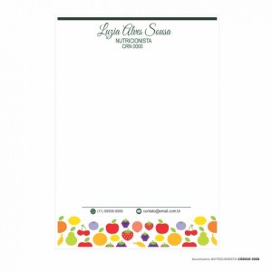 Receituário modelo Nutricionista - Colorido em papel offset 90gr - Cód: 0008