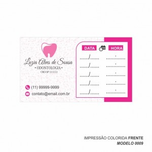 Cartão para marcação de retorno modelo Dentista - 9x5 cm - Papel 180gr - Pacote com 100 unidades - Cod: 0009