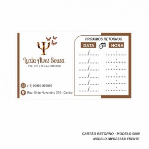 Cartão para marcação de retorno modelo Psicologia - Papel 180gr - Pacote com 100 un - Colorido Frente - Cod: 0009