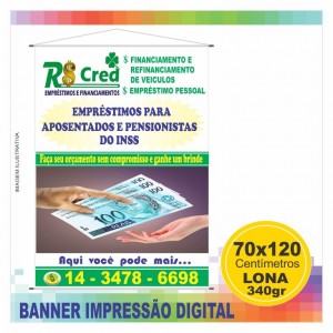 Banner em Lona 340gr - Impressão Digital colorida - 80x120 cm