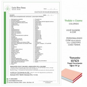 Pedido de Exame Nutricionista - Colorido em papel offset 90gr 