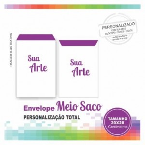 Envelope Meio Saco - Personalização Total - TM 20x28 cm - Sulfite 90gr