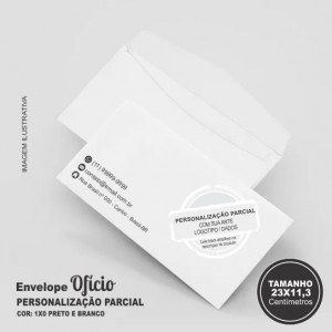Envelope Carta / Oficio - Personalização PARCIAL - Preto&Branco - TM 23x11,3 cm - Sulfite 90gr