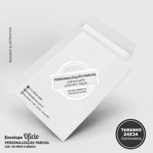 Envelope Saco - Personalização PARCIAL - Preto & Branco - TM 24x34 cm - Sulfite 80gr