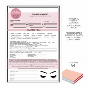 Ficha Anamnese Micropigmentação A4 - Colorido em papel offset 90gr