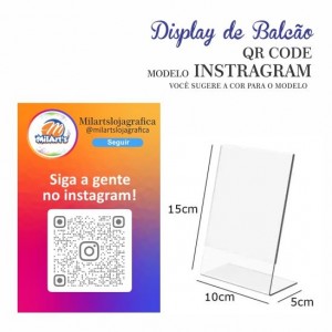 Display Balcão Instagram Acrílico Transparente + Encarte glossy 180gr colorido - TM 10x15cm 