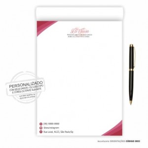 Receituário modelo Estética - Colorido em papel offset 90gr - TM 14x20 cm - Bloco com 50fls - Cód: 0003
