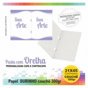 Pasta Personalizada com Orelha - Papel ENCORPADO couchê 300gr