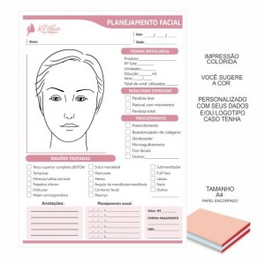 Formulário planejamento facial + Verso termo consentimento - TM A4 - - offset 90gr - 50fls cada 