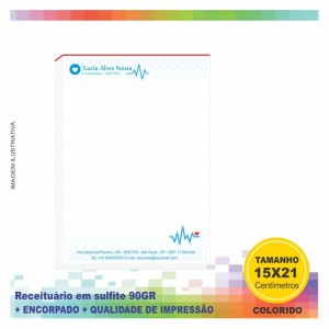 Receituário Personalizado - Colorido em papel offset 90gr - TM:( A5) 15X21 - Blocos com 50fls 